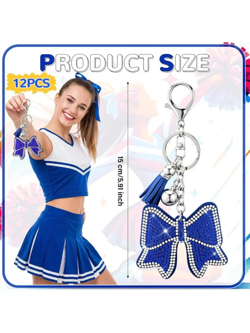 12 Pcs Bling Rhinestone Keychains for Women | Purse Charms & Key Rings